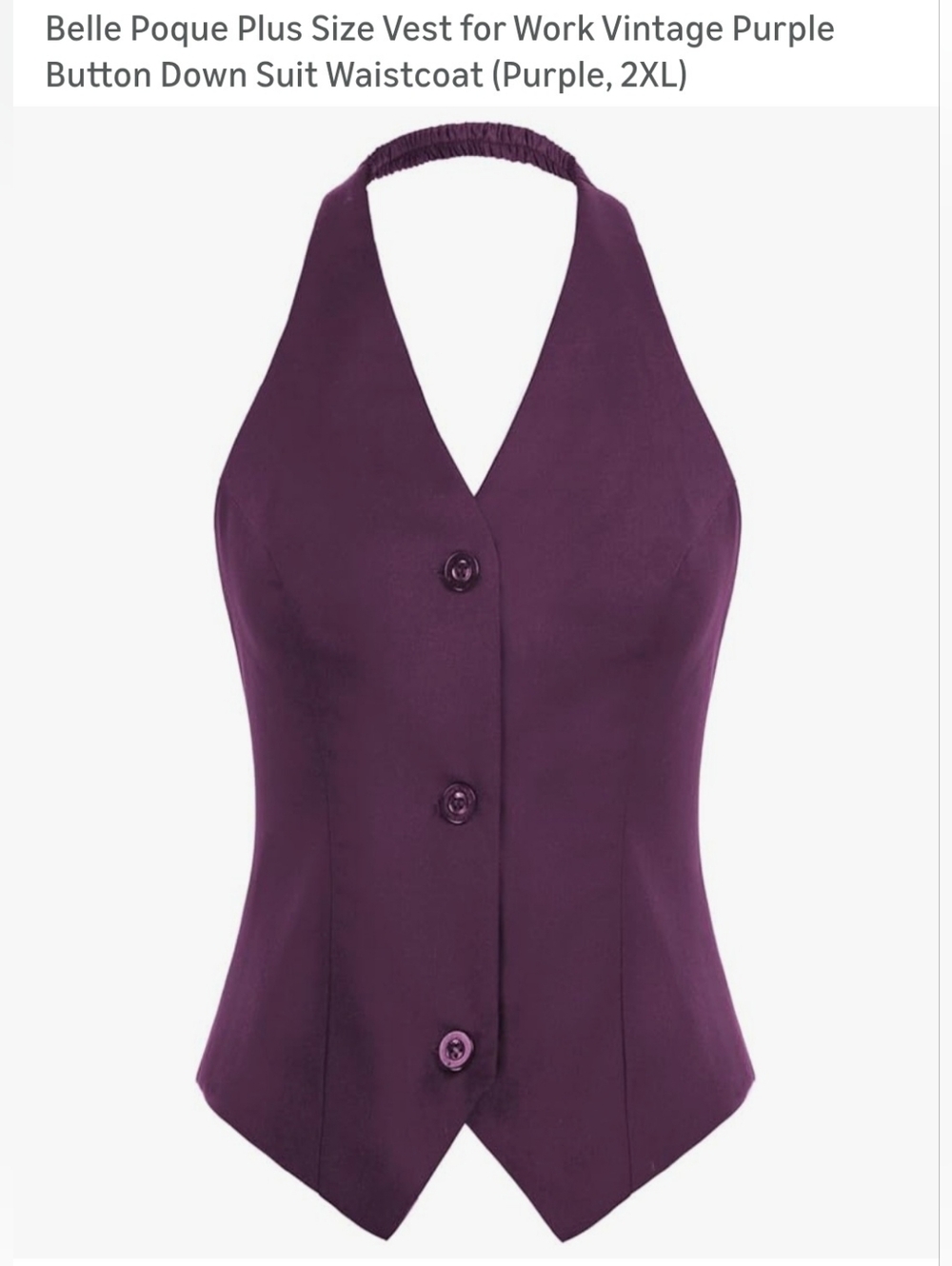 Belle Poque Purple Halter Button-Front Waistcoat Vest